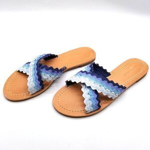 Draper James Women Piper Flat‎ Slide Sandals Size 7 Fabric Ombre  Blue